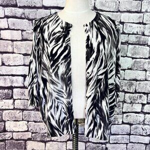 Talbots Black, Gray & White 3/4 Sleeve Cardigan Sweater Size 1XP